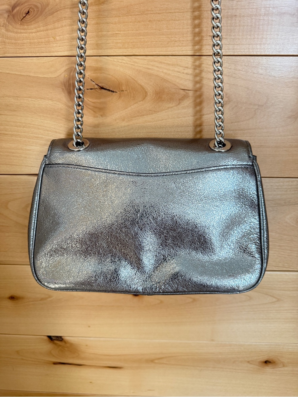 Coach Metallic Silver Chain Strap Crossbody Bag - Picture 4 of 11